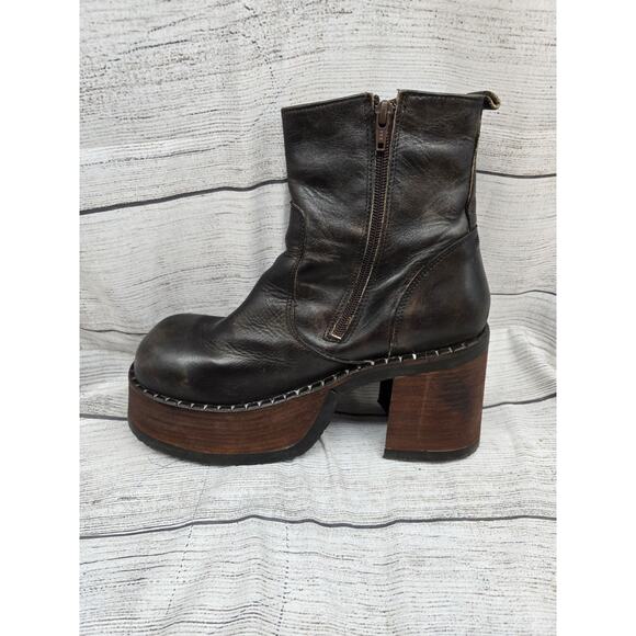 Vintage Early DESTROY Women's Ankle Boot Chunky Black Leather Size 43 EU *READ* - Picture 8 of 16